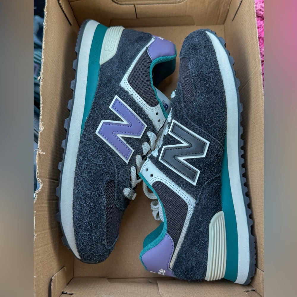 New Balance 574 'Black Purple Teal' Sneakers